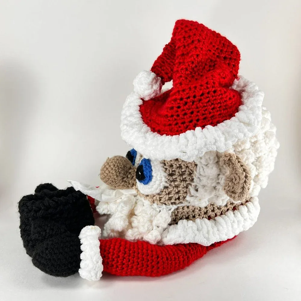Santa Claus Facial Tissue Box Cover Knitted Crocheted Christmas Bathroom Holiday